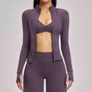 Outdoor Gym Long-sleeved High Quality Breathable Quick Dry Sweat-Wicking Zipper Tight Stand Neck Pocket Sports Top