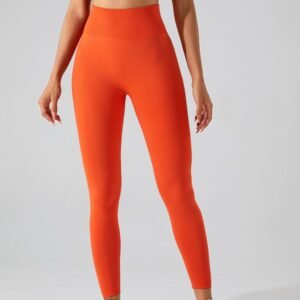Eco-friendly Custom Breathable Buttery Soft Women High Waist Workout Yoga Pants Recycled Butt Lift Orange Leggings