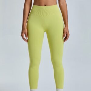No Front Seam Breathable Gym Fitness Yoga Pants High Waist Butt Lift Sports Yellow Leggings Womens