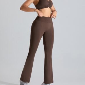 Comfortable Slimming Fit Flare Gym Fitness Pants Nude Feel Women's Sports Yoga High Waisted Wide Leg Pants