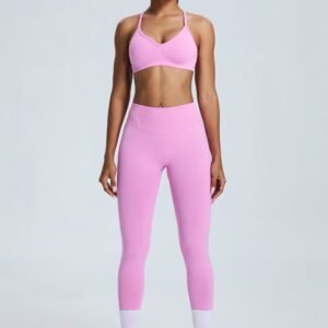 Pilates Gym Activewear Custom Leggings Set Available Women's Adjustable Cross-Back Bra Yoga Set Long Pants