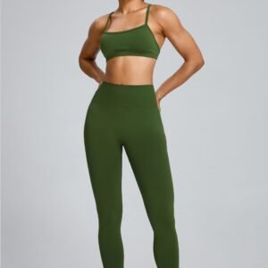 New Fashion Soft Bra Butt Lift Leggings Set Custom Logo Stretchy Gym Suits Women Elastic Waist Yoga Jogger Set