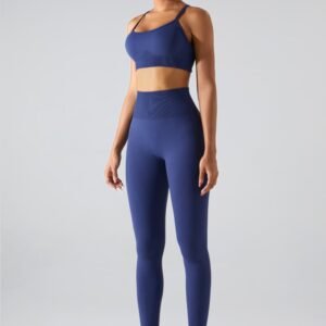 For Women's Solid Cross Back Activewear Suit Sports Bra Leggings 2 Piece Set High Waist Four-Way Stretch Breathable Yoga Jogging Set