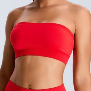 Hot Sale Detachable Shoulder Strap Tube Top Sexy Nude Strapless Sports Bra for Yoga Workout Run Gym Fitness Wear
