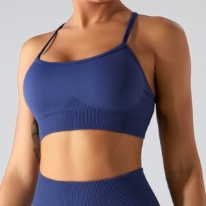 Custom Logo Workout Crop Top Backless High Impact Padded U Neck Yoga Cross Back Sports Bra for Women Fitness