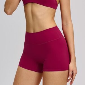 Wholesale Brushed Elastic Waist Solid Pattern Women's Gym Yoga Shorts Sportswear Shorts for Workout