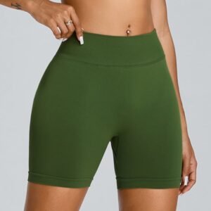 Ladies High Waist Workout Shorts No Camel Toe Sport Fitness Gym Biker Yoga Short Shorts With Elastic Waist Solid Pattern