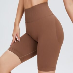 90% Nylon 10% Lycra Solid Color Anti-Bacterial Women Skinny Yoga Gym Shorts Custom Logo Nude Feeling Compression Sports Shorts for Women