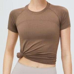 Lightweight Outdoor Gym Wear Regular Breathable Four-Way Stretch Quick Dry Short Sleeve Womens O-neck T-shirt