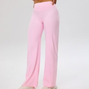 Hot Sale Gym Clothing Ruched Booty-Scrunch High Waist Activewear Straight Wide Leg Yoga Pants