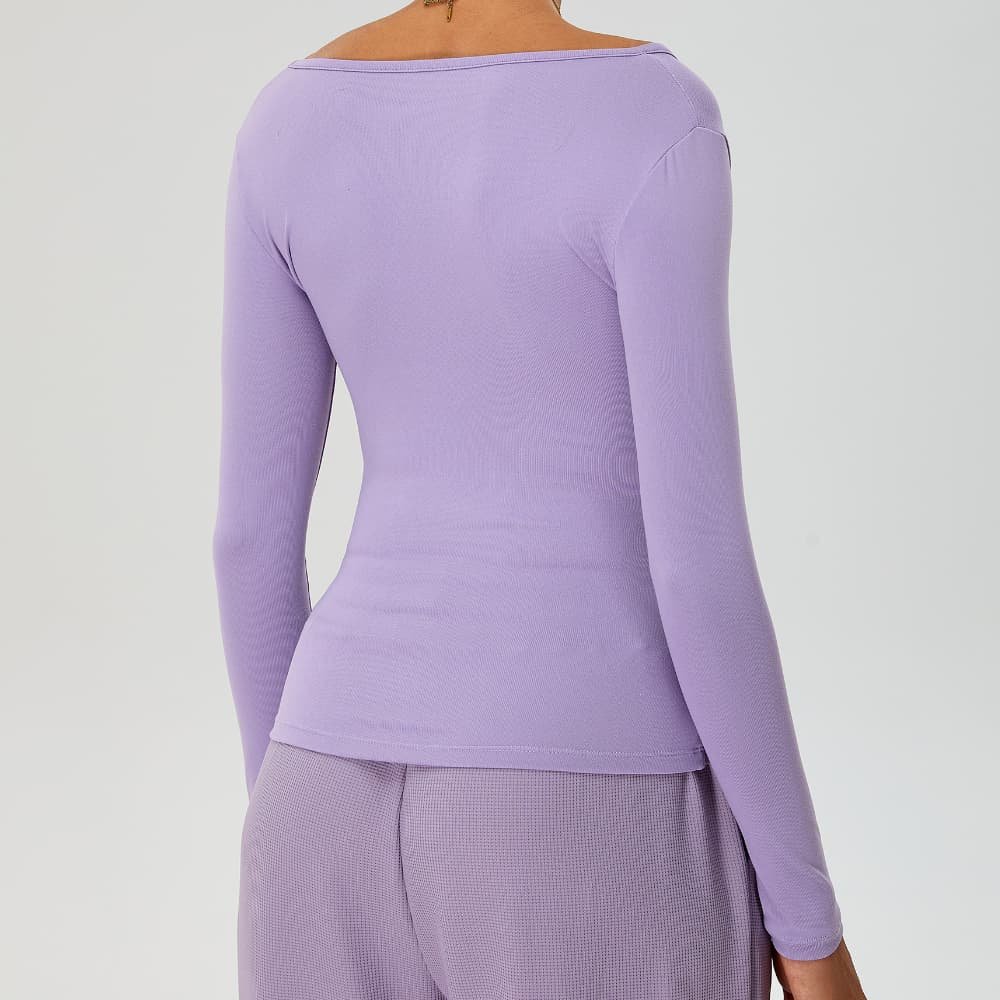 Yoga Sports Wear V Neckline Breathable Ribbed Comfortable Fitted Active Long Sleeve Sport Shirt Women's - Image 4